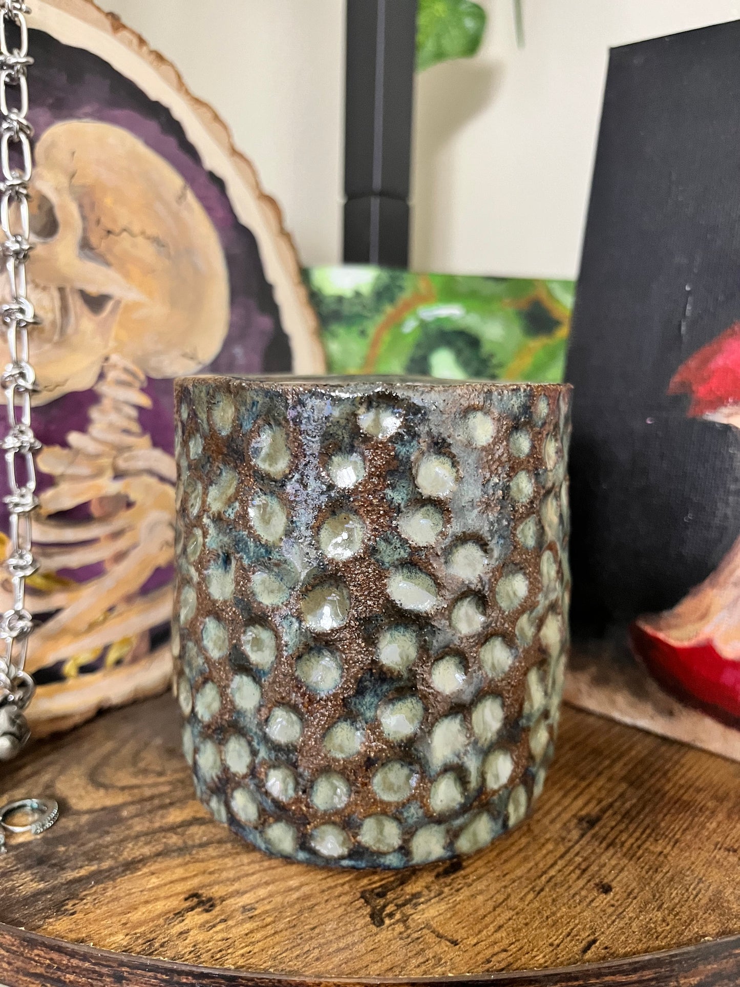 Handmade Ceramic Beetle Decor โ Wheel Thrown Textured Pottery Sculpture