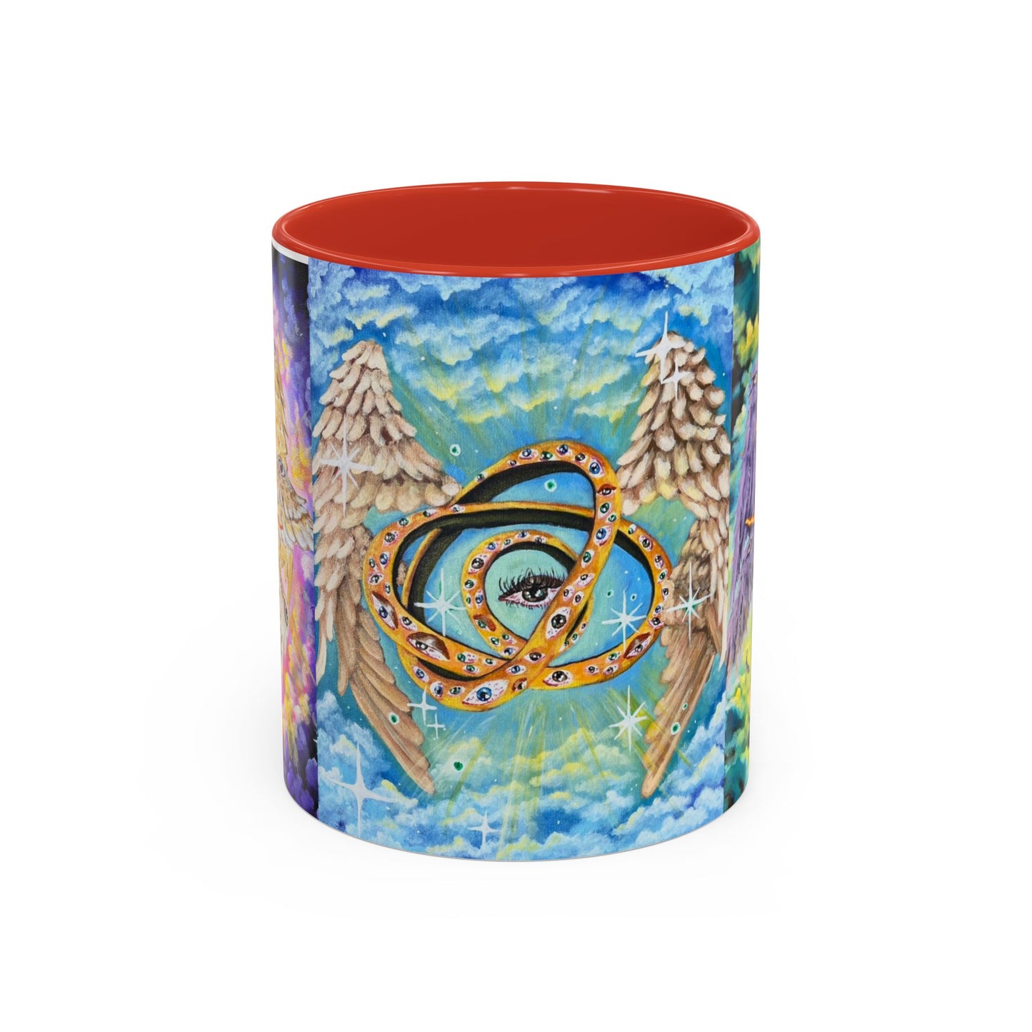 Mystical Eye Accent Coffee Mug - 11 & 15oz - Colorful Wings & Celestial Design