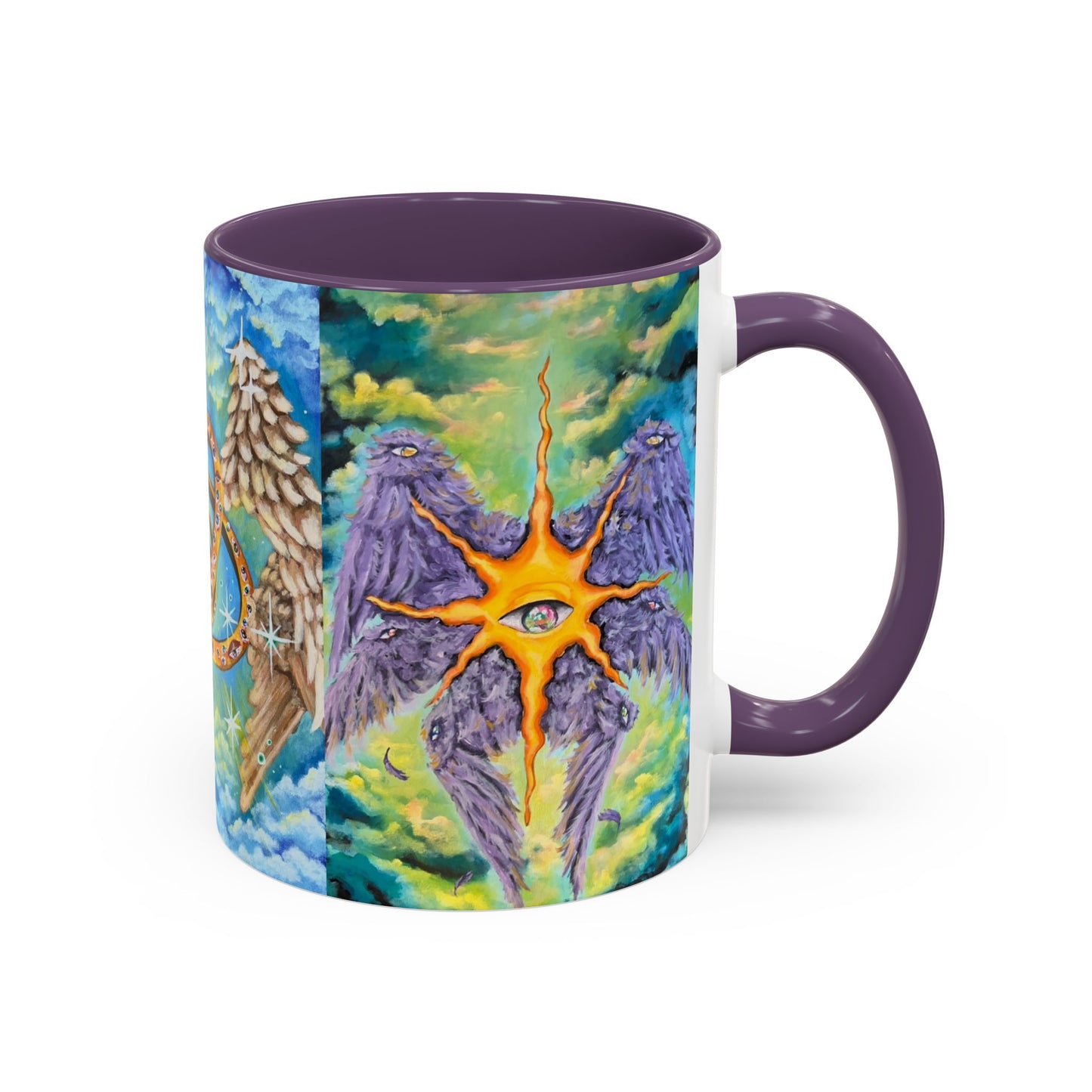 Mystical Eye Accent Coffee Mug - 11 & 15oz - Colorful Wings & Celestial Design