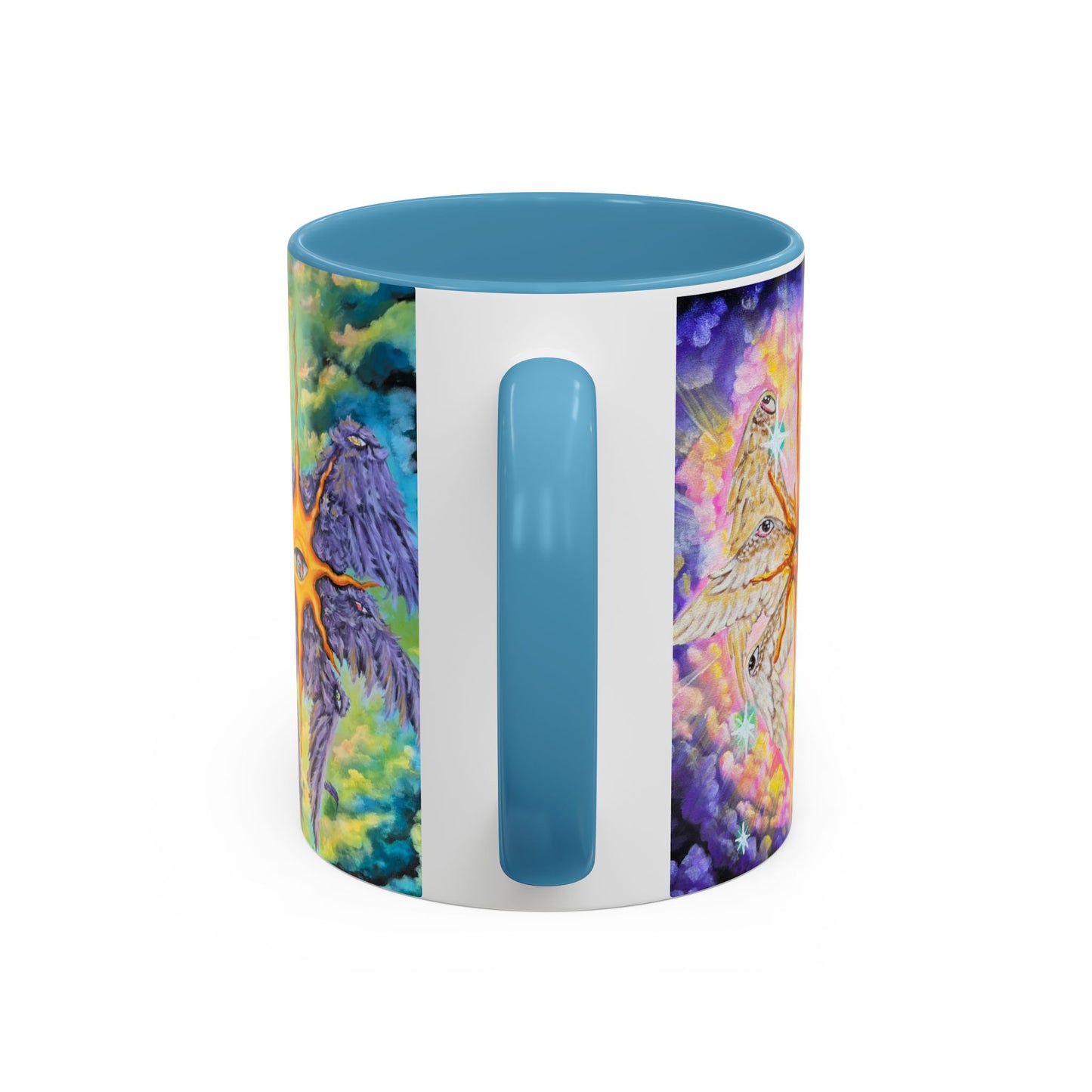 Mystical Eye Accent Coffee Mug - 11 & 15oz - Colorful Wings & Celestial Design