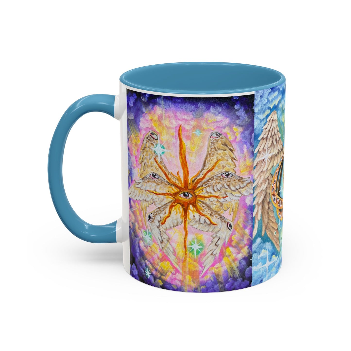 Mystical Eye Accent Coffee Mug - 11 & 15oz - Colorful Wings & Celestial Design