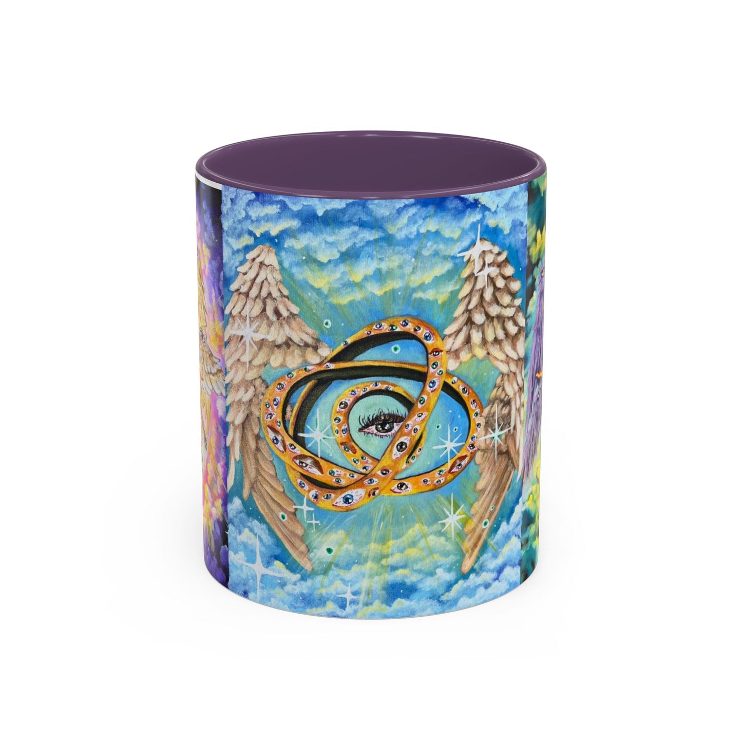 Mystical Eye Accent Coffee Mug - 11 & 15oz - Colorful Wings & Celestial Design
