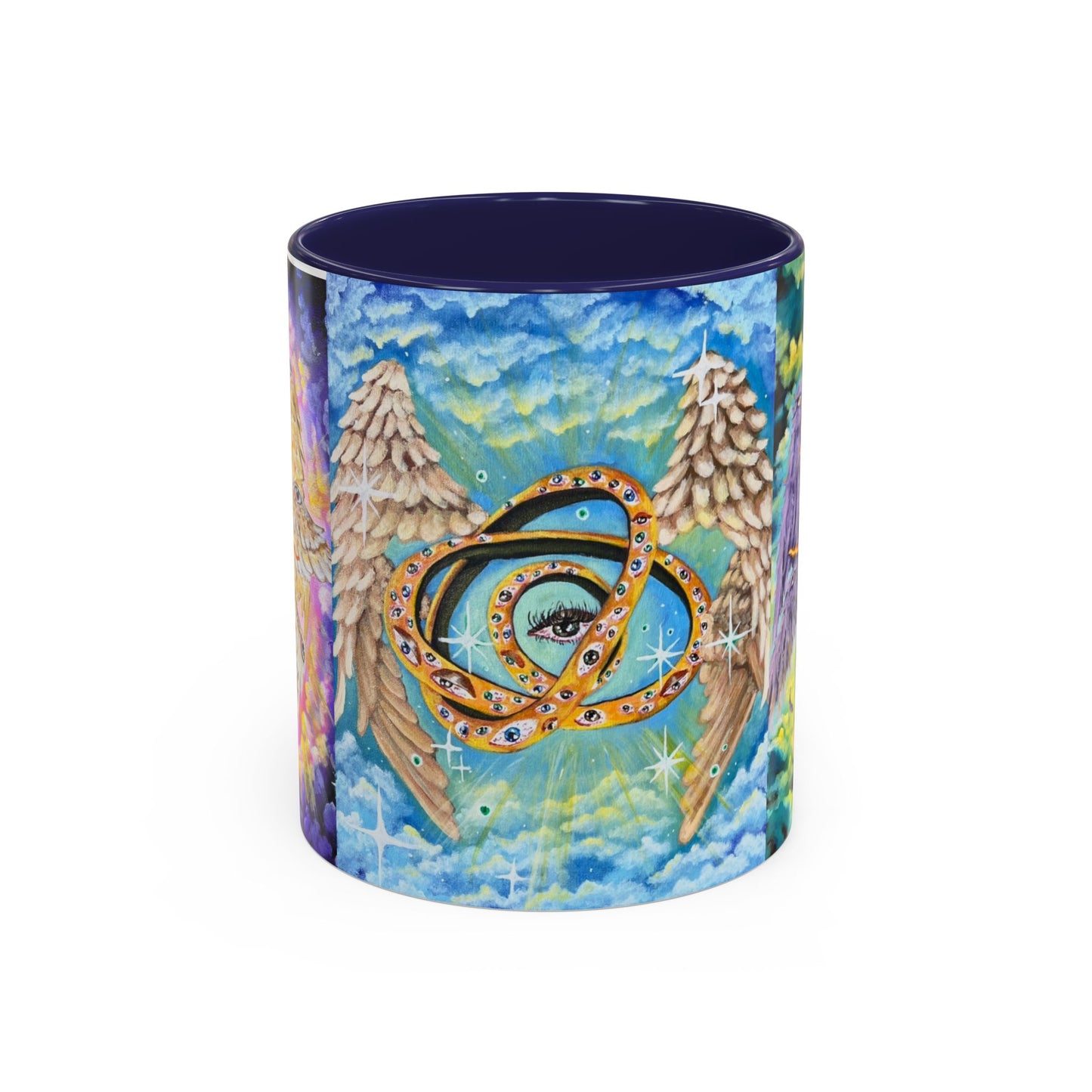 Mystical Eye Accent Coffee Mug - 11 & 15oz - Colorful Wings & Celestial Design