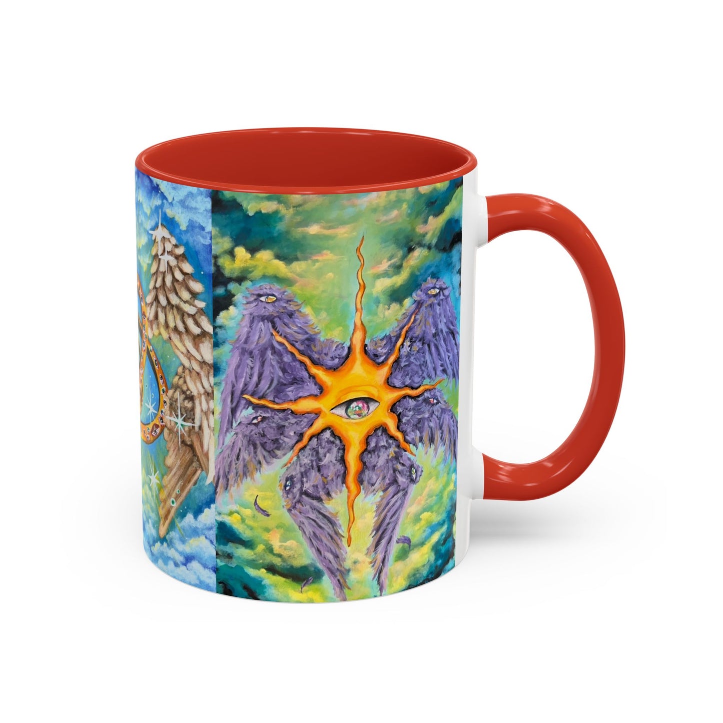 Mystical Eye Accent Coffee Mug - 11 & 15oz - Colorful Wings & Celestial Design