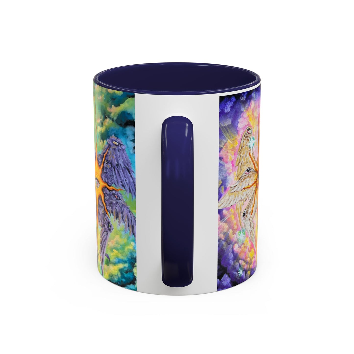 Mystical Eye Accent Coffee Mug - 11 & 15oz - Colorful Wings & Celestial Design
