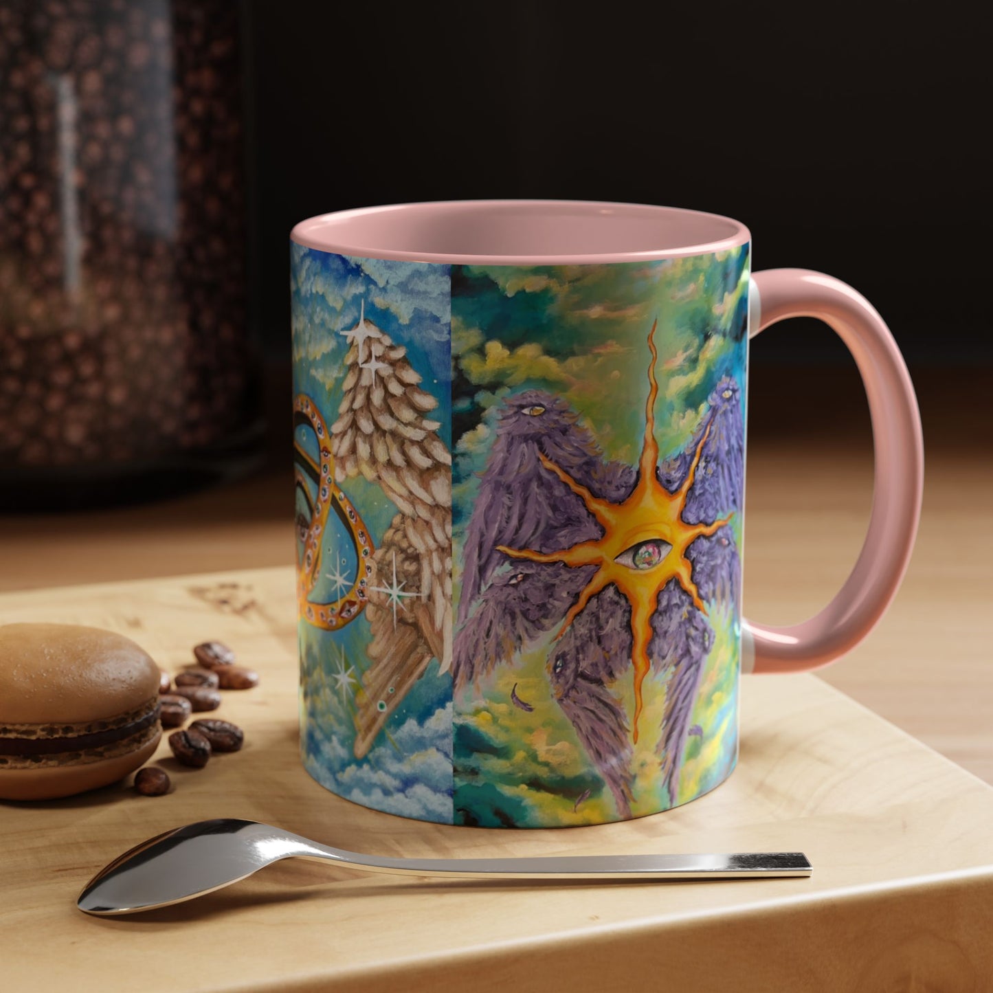 Mystical Eye Accent Coffee Mug - 11 & 15oz - Colorful Wings & Celestial Design