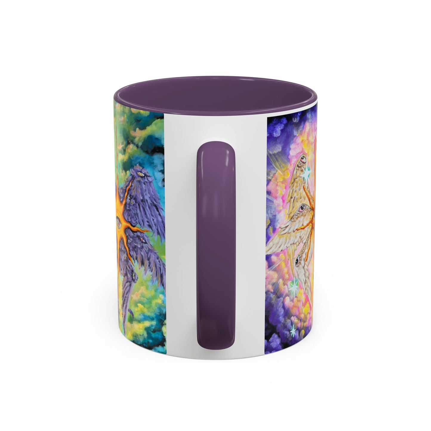 Mystical Eye Accent Coffee Mug - 11 & 15oz - Colorful Wings & Celestial Design