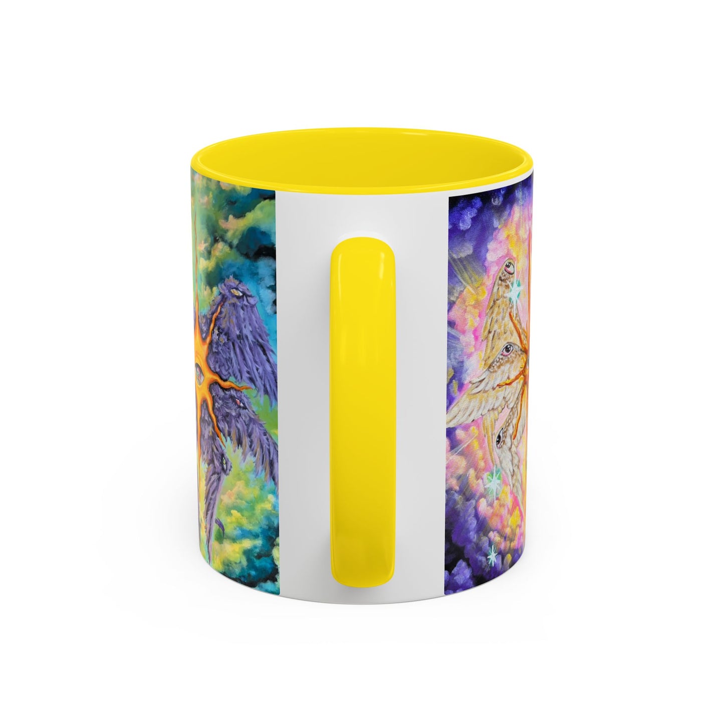 Mystical Eye Accent Coffee Mug - 11 & 15oz - Colorful Wings & Celestial Design