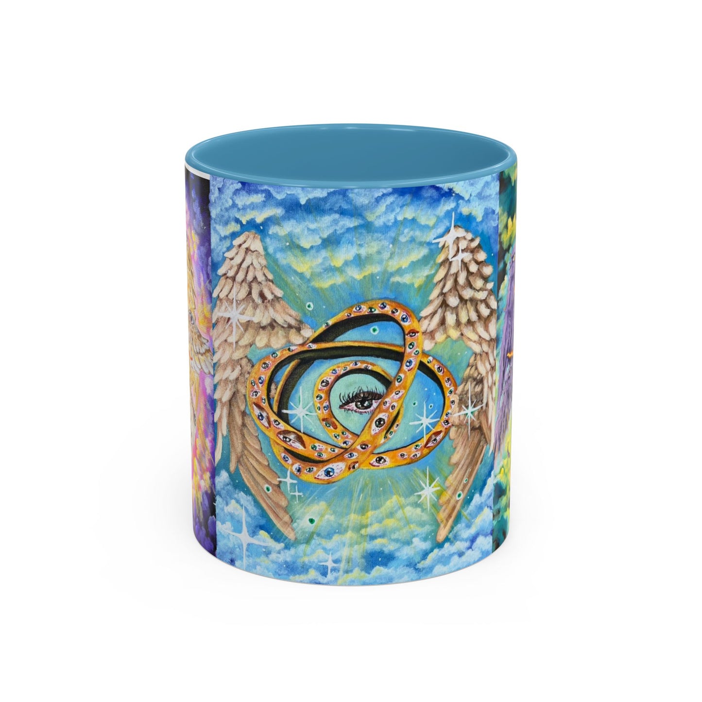 Mystical Eye Accent Coffee Mug - 11 & 15oz - Colorful Wings & Celestial Design