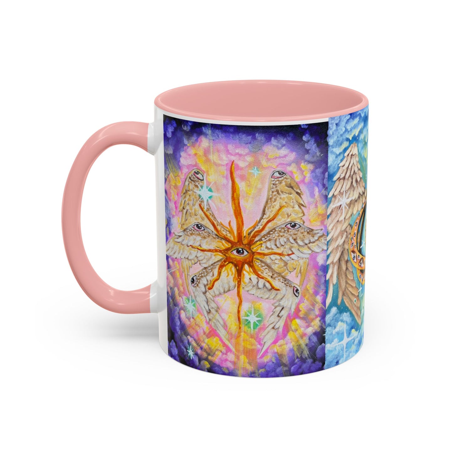 Mystical Eye Accent Coffee Mug - 11 & 15oz - Colorful Wings & Celestial Design