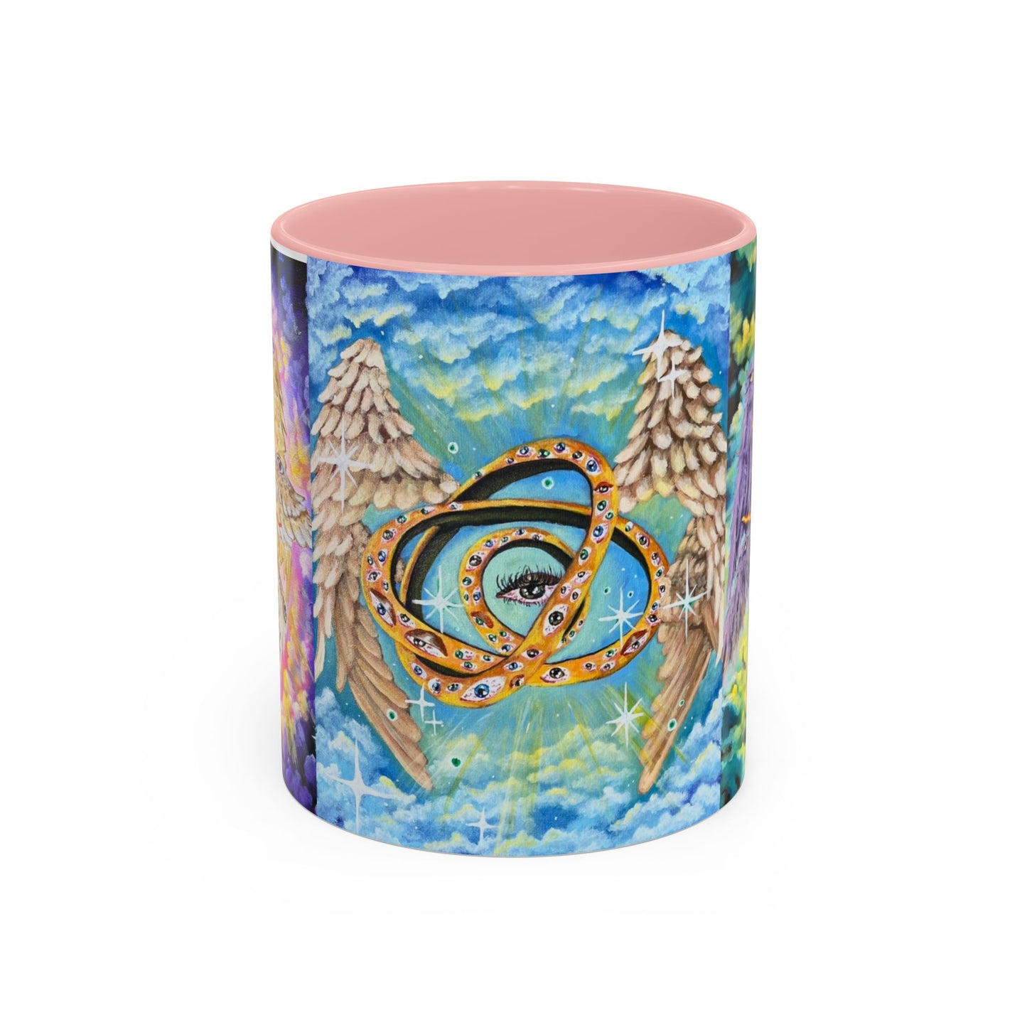 Mystical Eye Accent Coffee Mug - 11 & 15oz - Colorful Wings & Celestial Design
