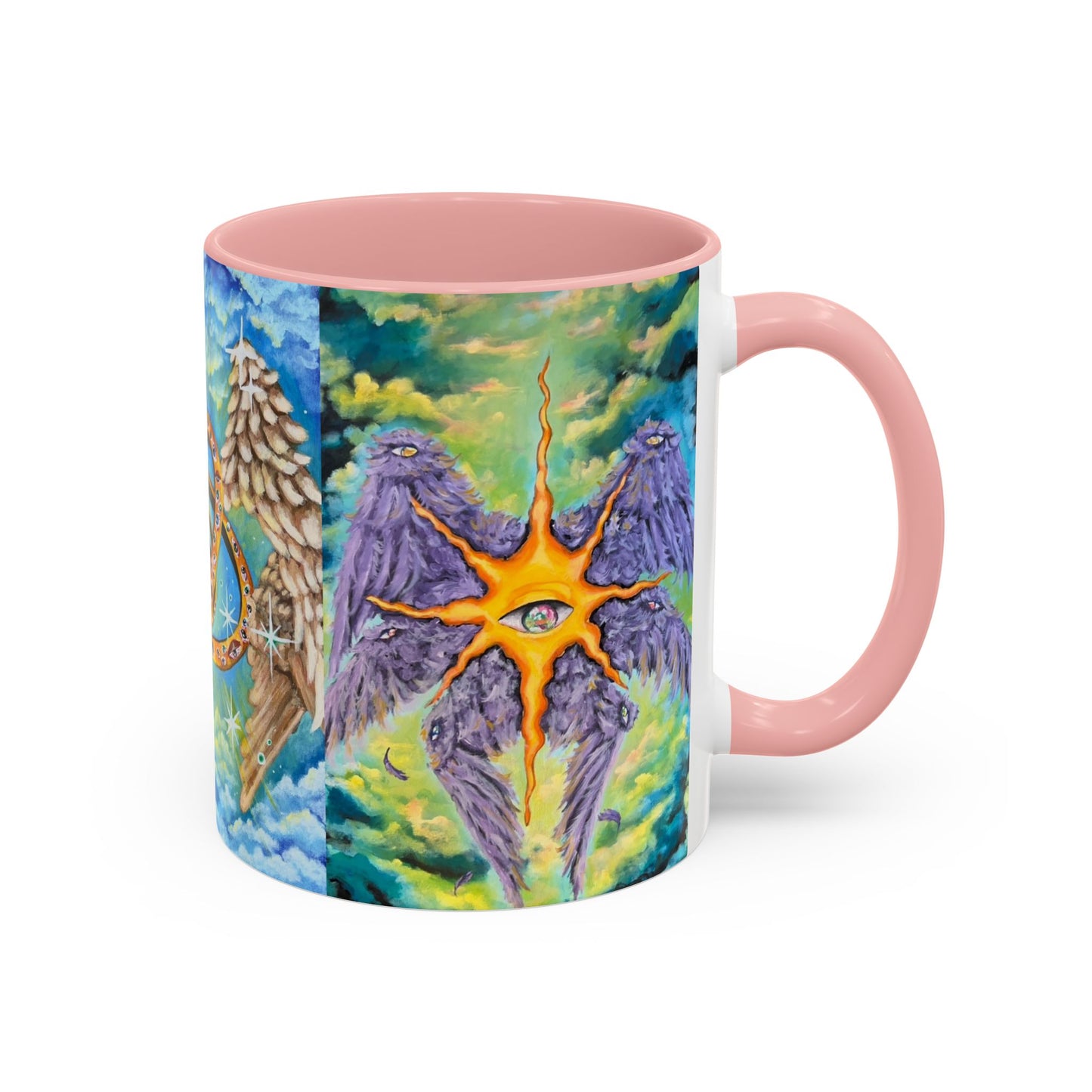Mystical Eye Accent Coffee Mug - 11 & 15oz - Colorful Wings & Celestial Design