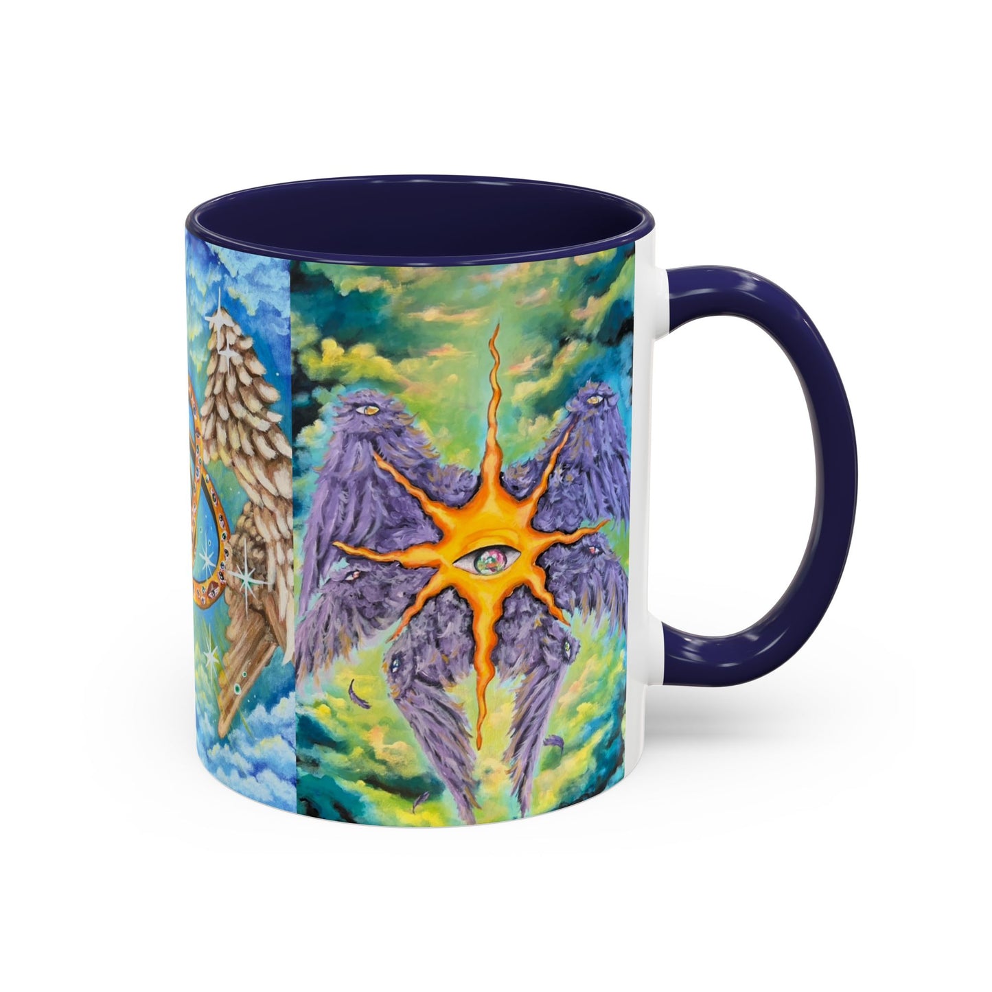 Mystical Eye Accent Coffee Mug - 11 & 15oz - Colorful Wings & Celestial Design