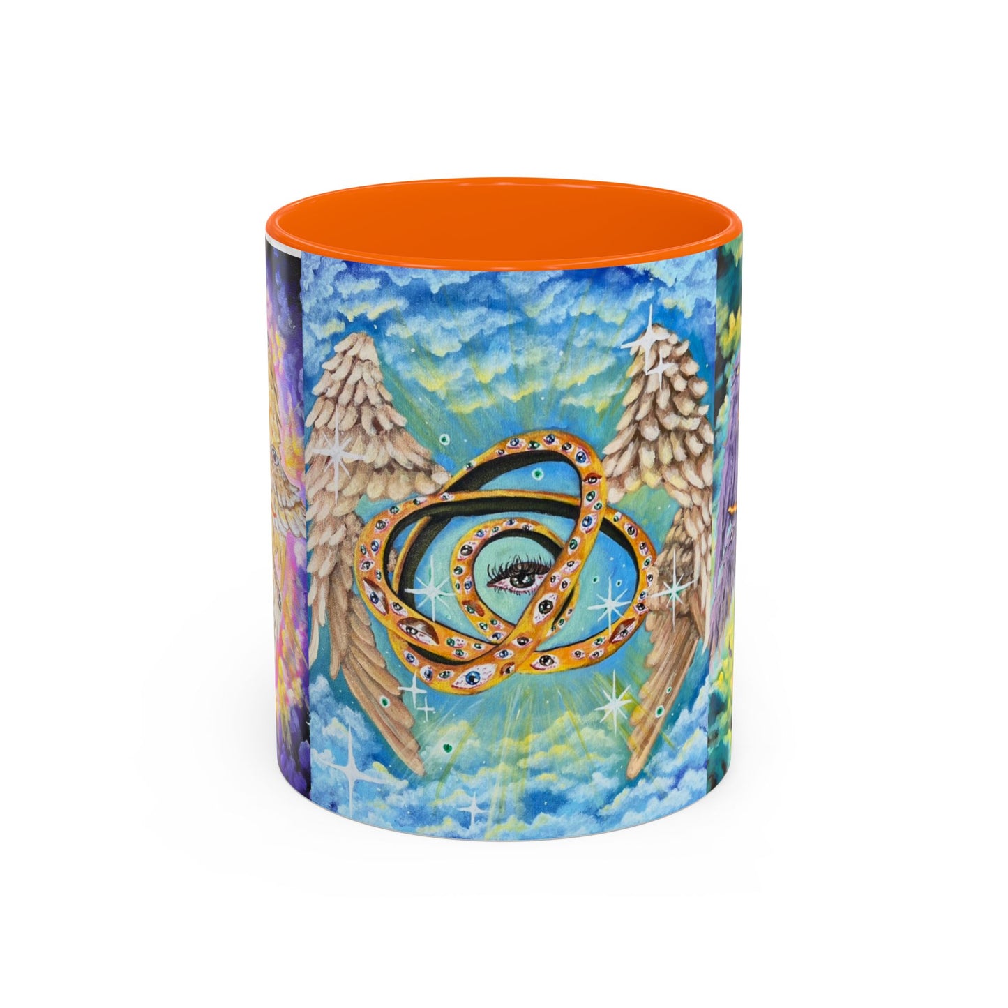 Mystical Eye Accent Coffee Mug - 11 & 15oz - Colorful Wings & Celestial Design