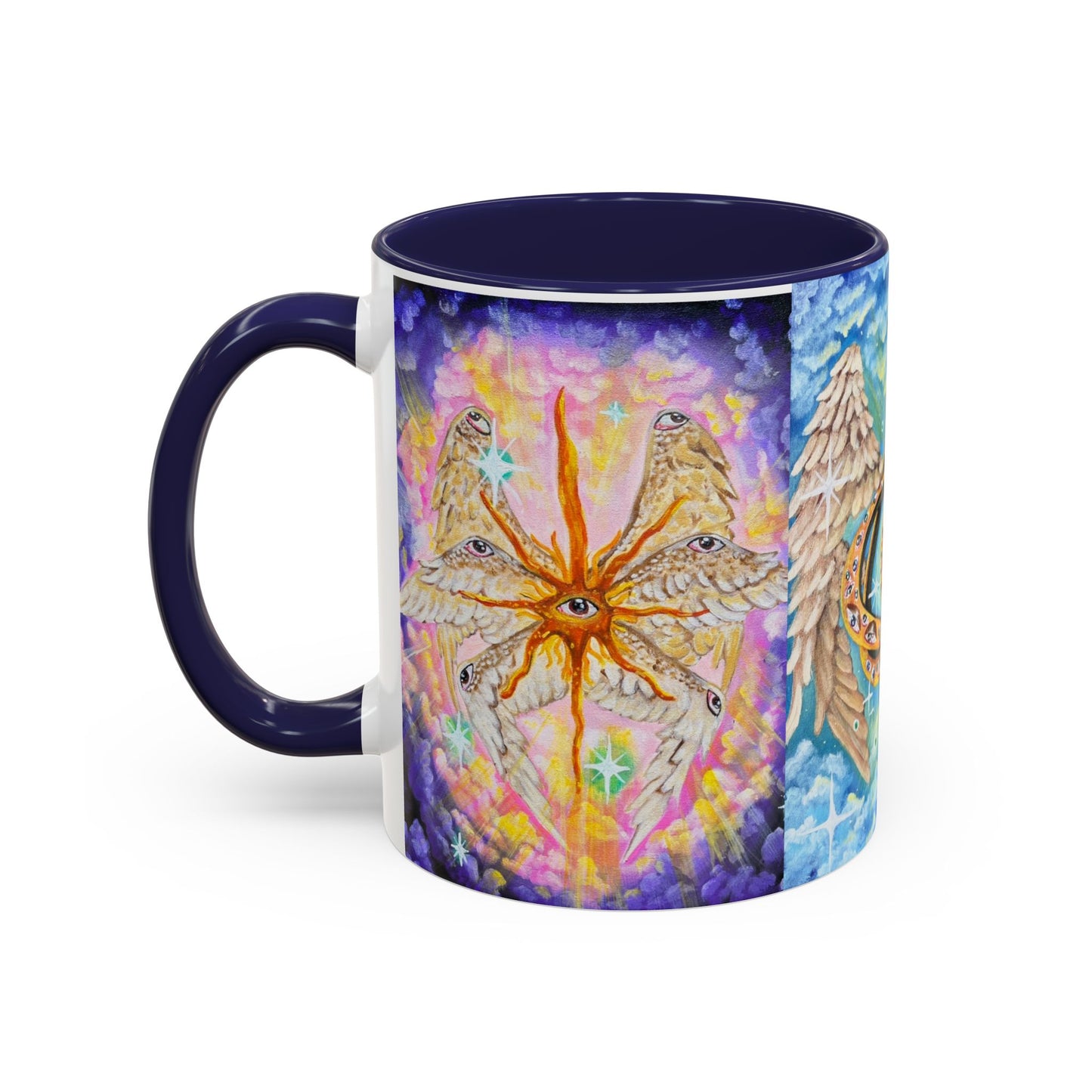 Mystical Eye Accent Coffee Mug - 11 & 15oz - Colorful Wings & Celestial Design
