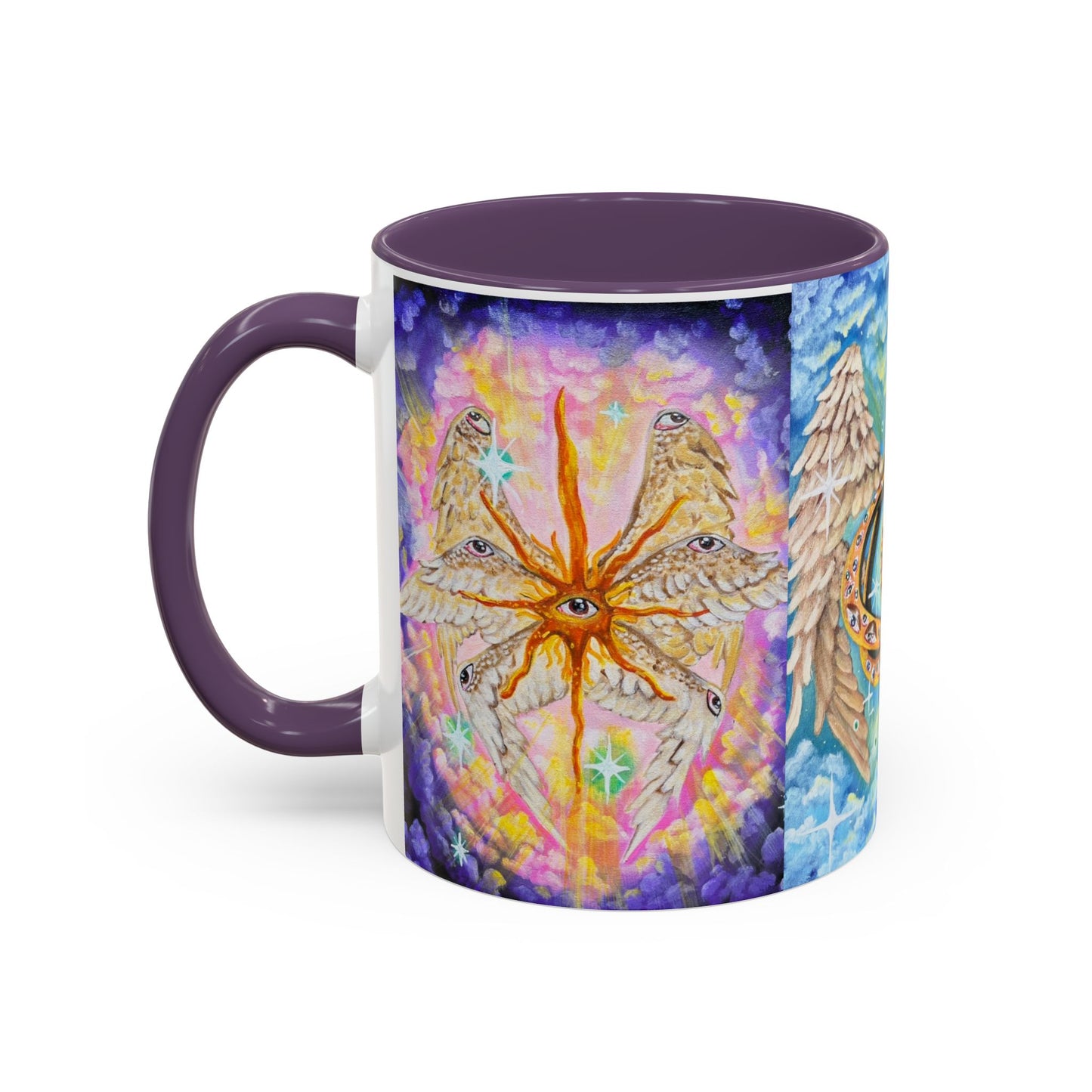 Mystical Eye Accent Coffee Mug - 11 & 15oz - Colorful Wings & Celestial Design