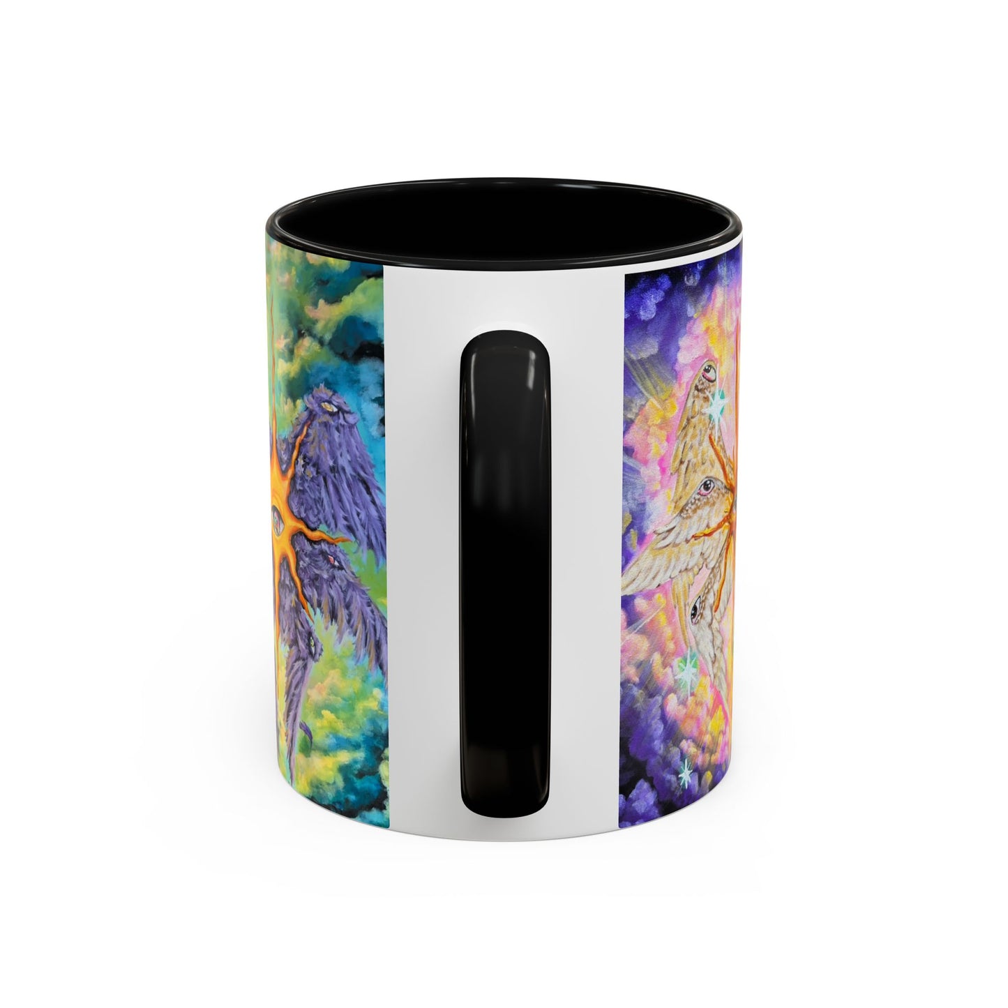 Mystical Eye Accent Coffee Mug - 11 & 15oz - Colorful Wings & Celestial Design