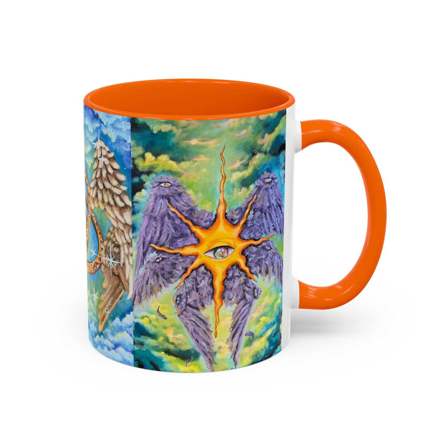 Mystical Eye Accent Coffee Mug - 11 & 15oz - Colorful Wings & Celestial Design