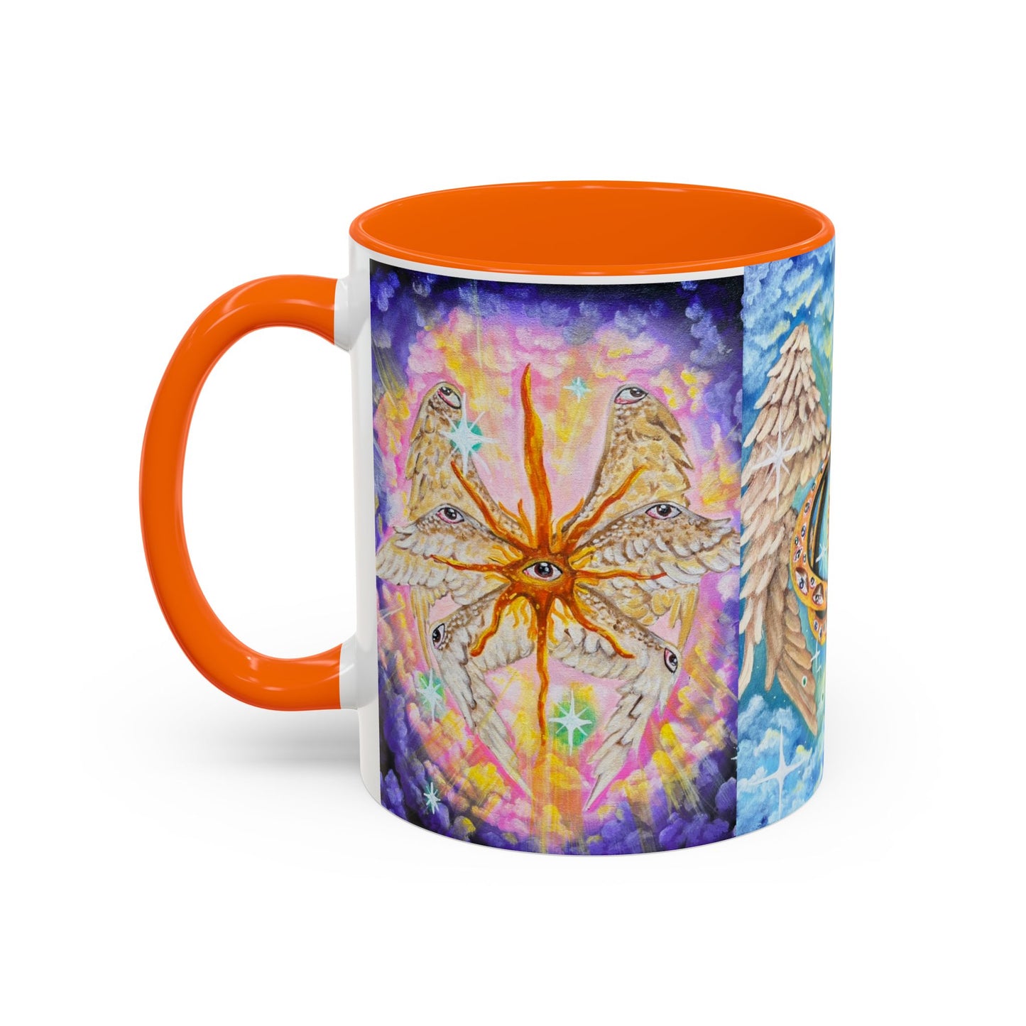 Mystical Eye Accent Coffee Mug - 11 & 15oz - Colorful Wings & Celestial Design